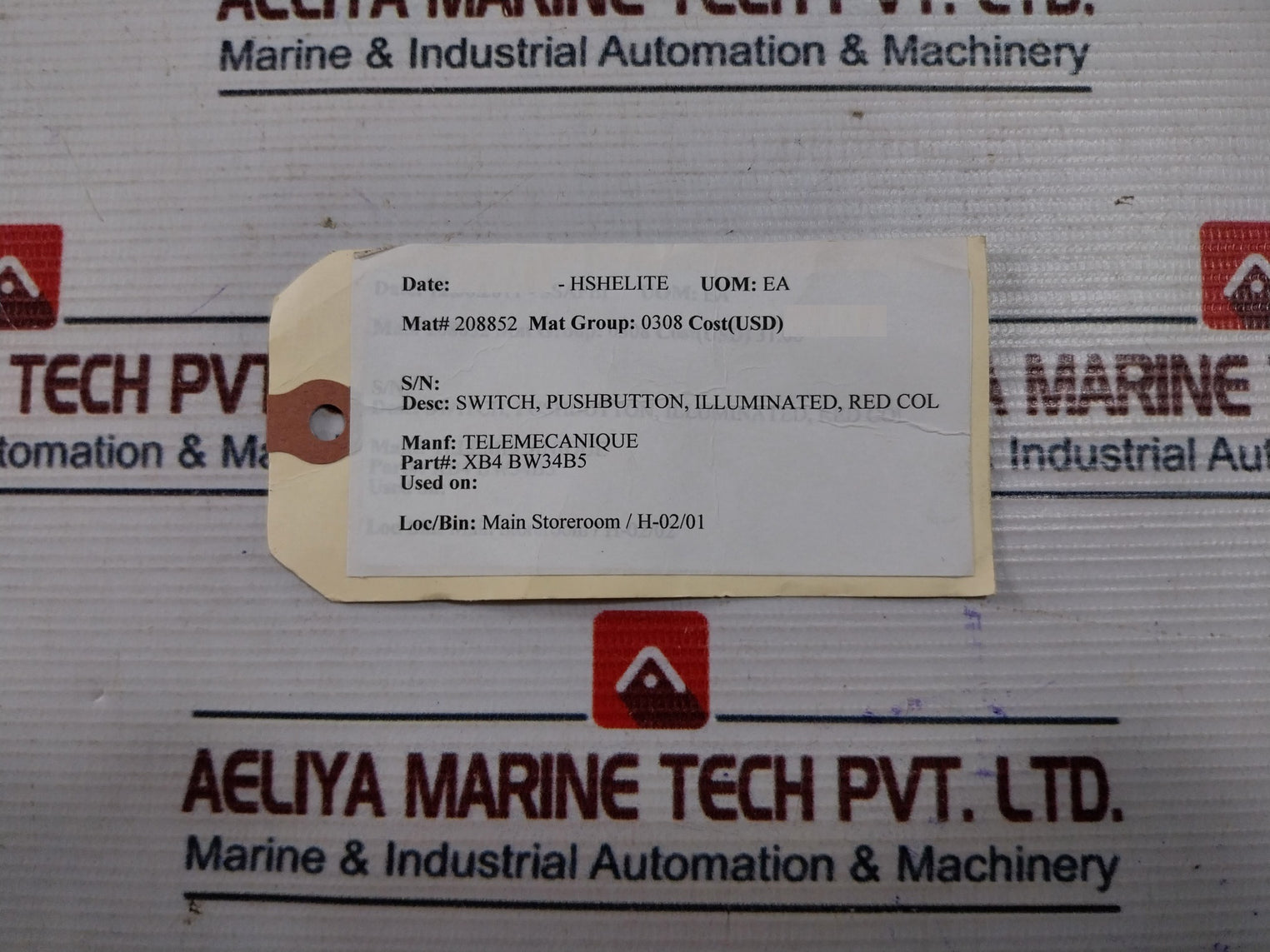 Telemecanique Xb4 Bw34B5 Red Illuminated Push Button Switch 208852