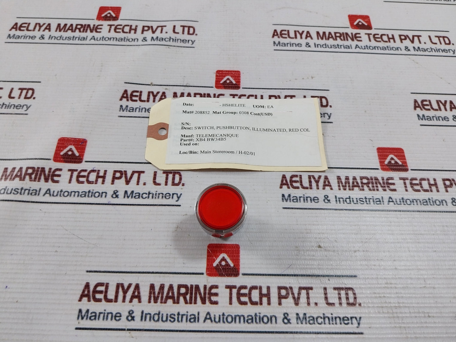 Telemecanique Xb4 Bw34B5 Red Illuminated Push Button Switch 208852