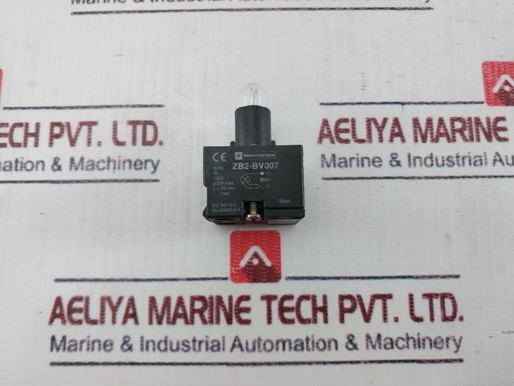 Telemecanique Zb2-bv007 Pilot Light Body For Front Mounting 130V 2.6W Max Ba9S