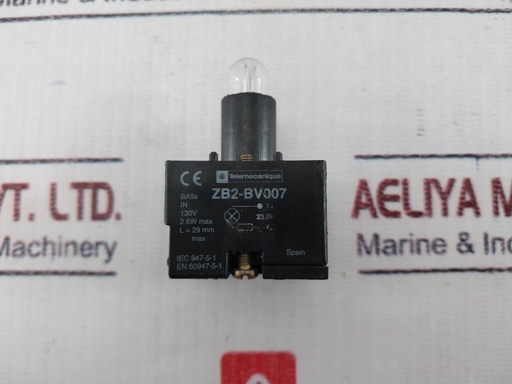 Telemecanique Zb2-bv007 Pilot Light Body For Front Mounting 130V 2.6W Max Ba9S