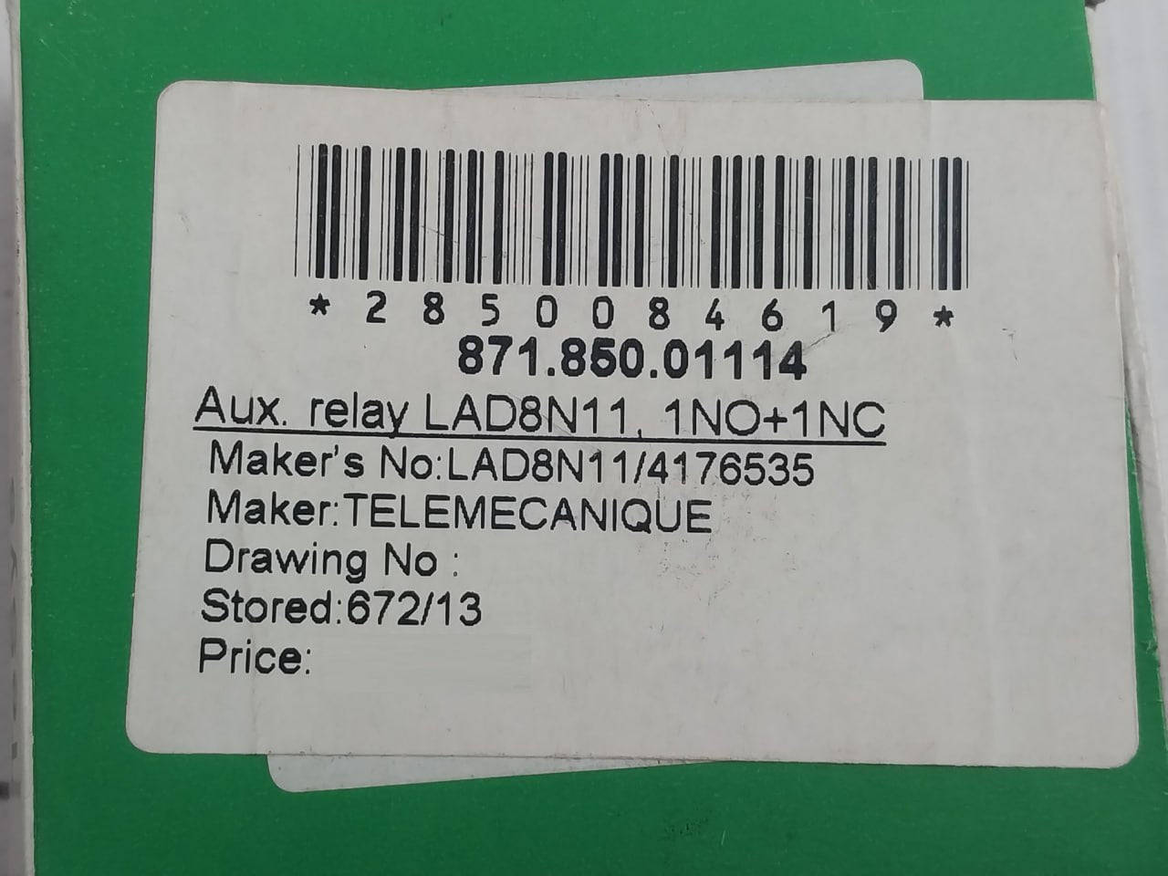 Telemecanique Lad8N11 Auxiliary Contact Block 15123820131