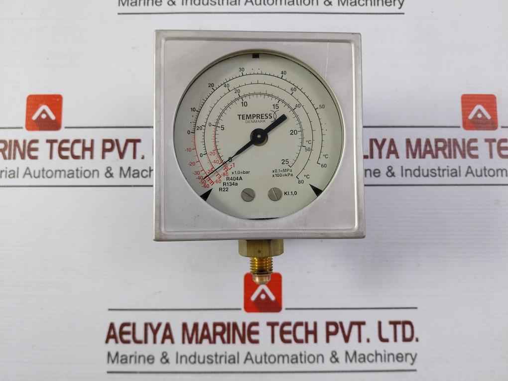 Tempress 1541-072-qrs Discharge Pressure Gauge Dn 88X88 -1 To 25 X 1.0 Bar
