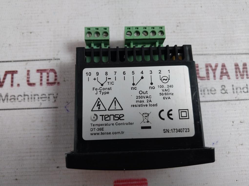 Tense Dt-36E Temperature Controller 100-240 Vac 50/60Hz 6Va 250Vac 2A