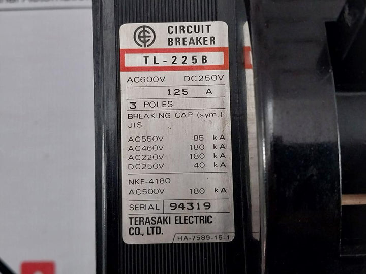 Terasaki-Electric-Ac600V-Dc250V-3-pole-Circuit-Breaker-Tl-225B-208840-9