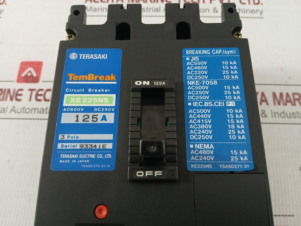 Terasaki-Tembreak-Dc250V-125A-3-Poles-Circuit-Breaker-Xe225Ns-209008-10