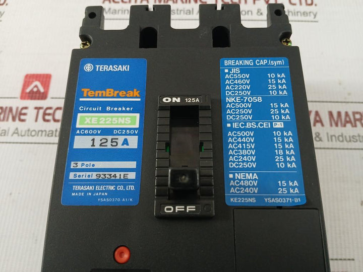 Terasaki-Tembreak-Dc250V-125A-3-Poles-Circuit-Breaker-Xe225Ns-209008-10