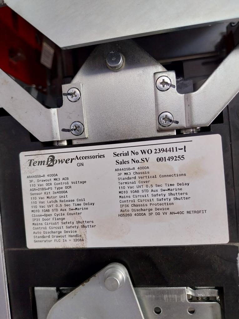 Terasaki Electric Ar440Sb-r Air Circuit Breaker 3 Pole 50/60Hz Max 4000A