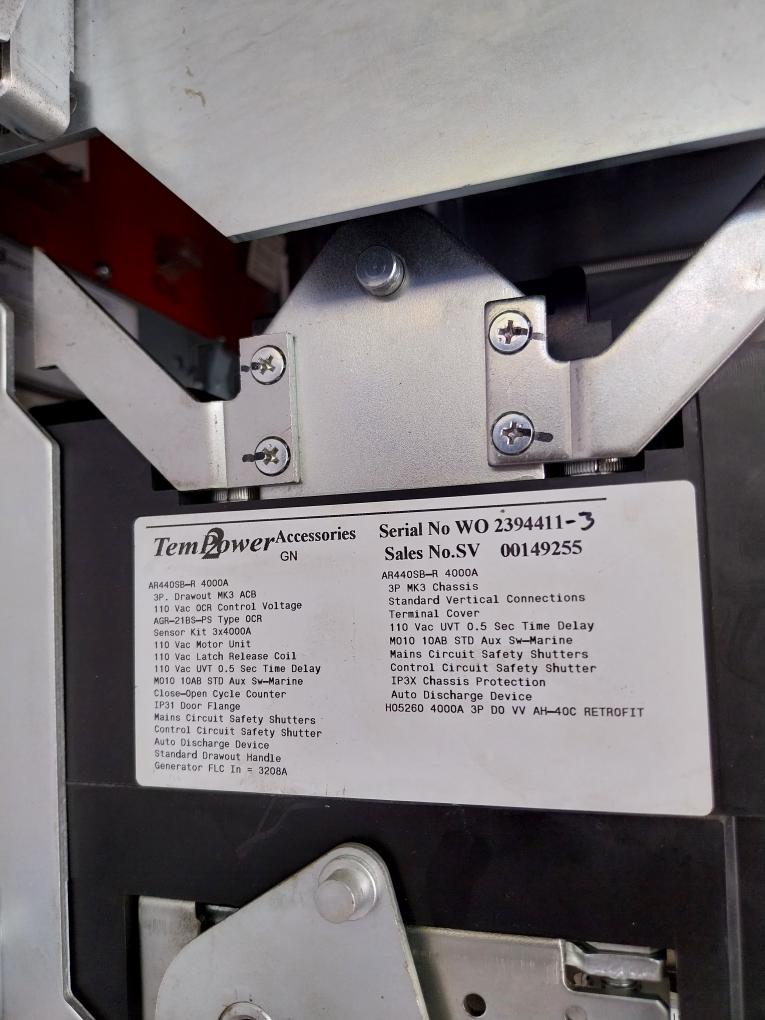 Terasaki Electric Ar440Sb-r Tempower 2 Air Circuit Breaker 3-pole 50/60Hz 1000V