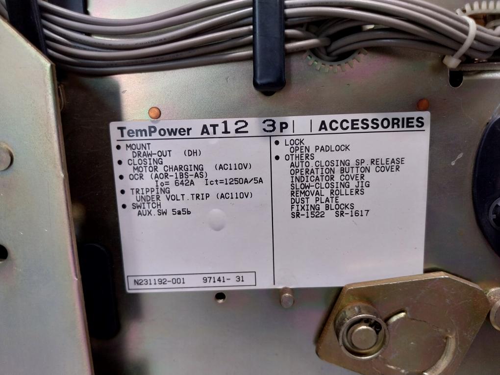 Terasaki Electric At12 Tempower Air Circuit Breaker 1250A 690Vac 50/60Hz 3 Pole