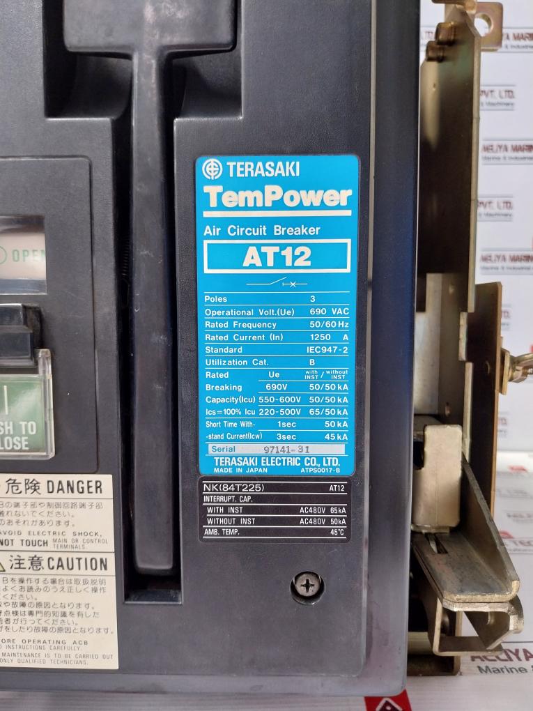 Terasaki Electric At12 Tempower Air Circuit Breaker 1250A 690Vac 50/60Hz 3 Pole