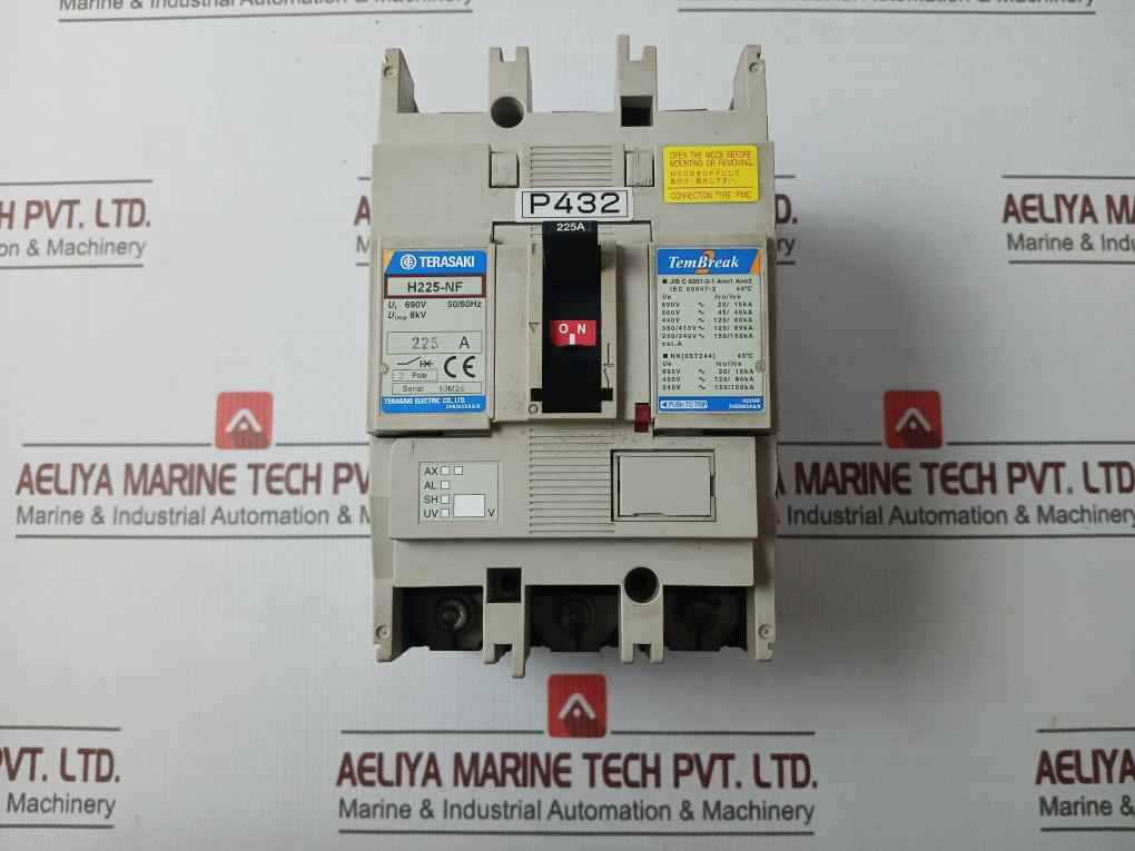 Terasaki Electric H225-nf 3 Pole Molded Case Circuit Breaker 600V 50/60Hz