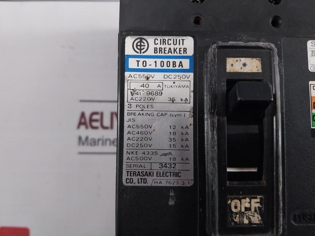 Terasaki Electric T0-100Ba Electric Circuit Breaker 200-230V 50/60Hz