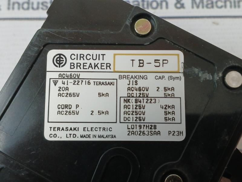 Terasaki Electric Tb-5P Circuit Breaker Ac460V 20A