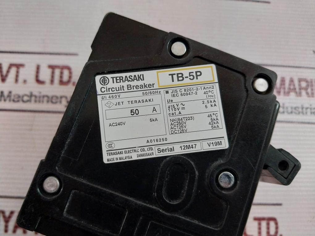 Terasaki Electric Tb-5P No-fuse Circuit Breaker 50A 50/60Hz 460V