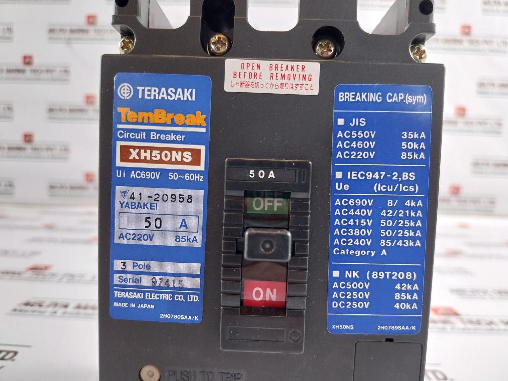 Terasaki Electric Tembreak Xh50Ns 3 Pole Circuit Breaker Ac690V 50~60Hz 50A