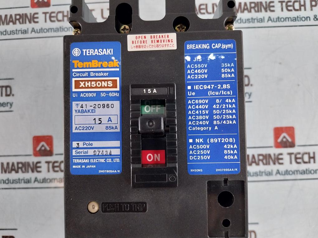 Terasaki Electric Tembreak Xh50Ns Circuit Breaker 3-pole 15A Ac690V