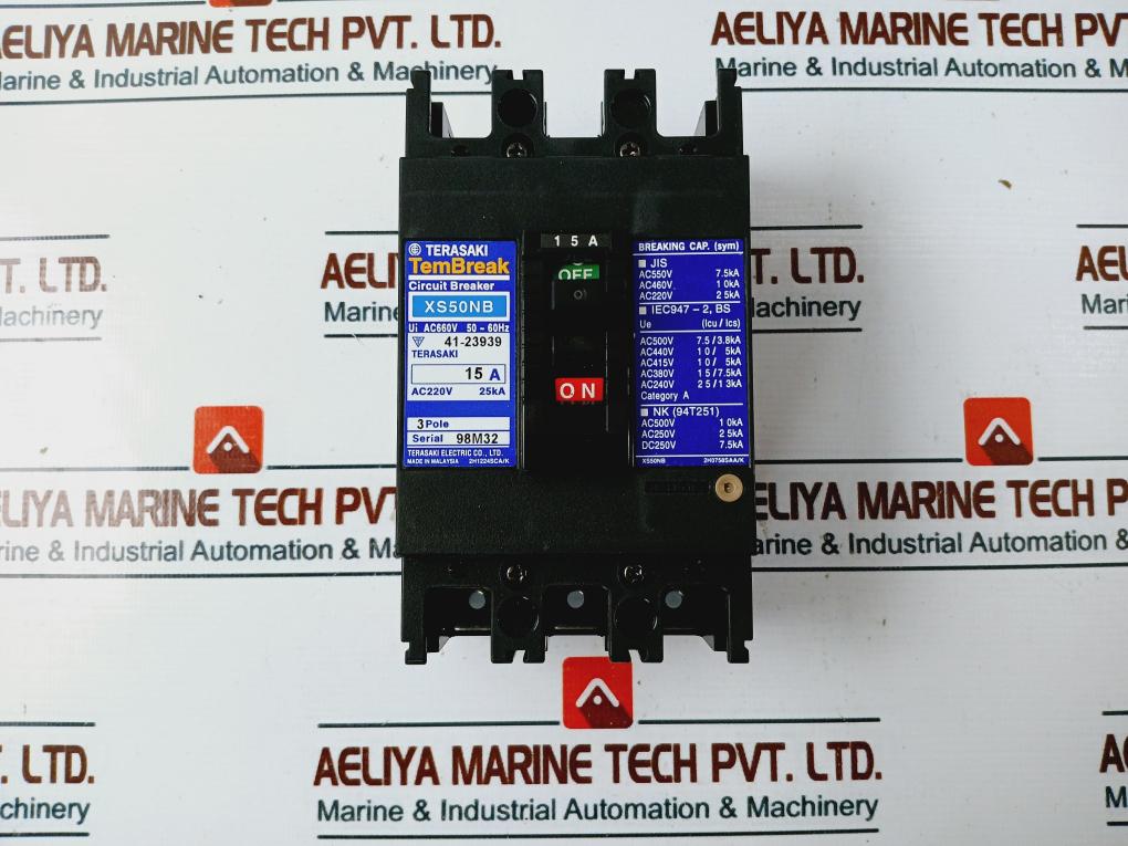 Terasaki Electric Tembreak Xs50Nb 3 Pole Circuit Breaker 15A Ac660V 50~60Hz