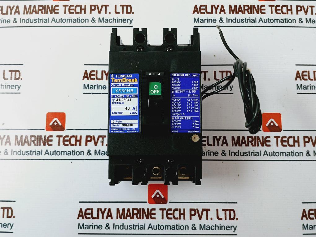 Terasaki Electric Tembreak Xs50Nb 3 Pole Molded Case Circuit Breaker Ac660V 40A