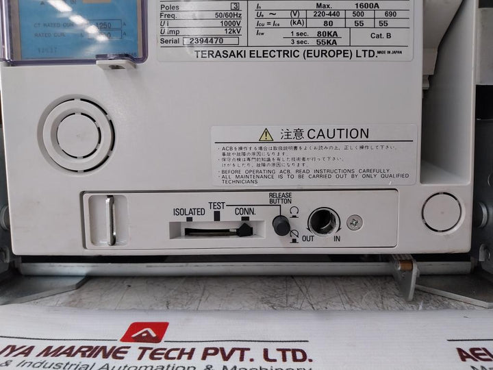 Terasaki Electric Tempower 2 Ar216H-r Air Circuit Breaker 1600A 3 Pole 50/60Hz