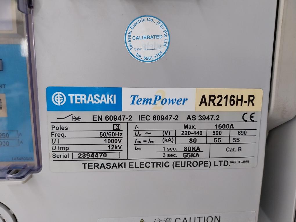 Terasaki Electric Tempower 2 Ar216H-r Air Circuit Breaker 1600A 3 Pole 50/60Hz
