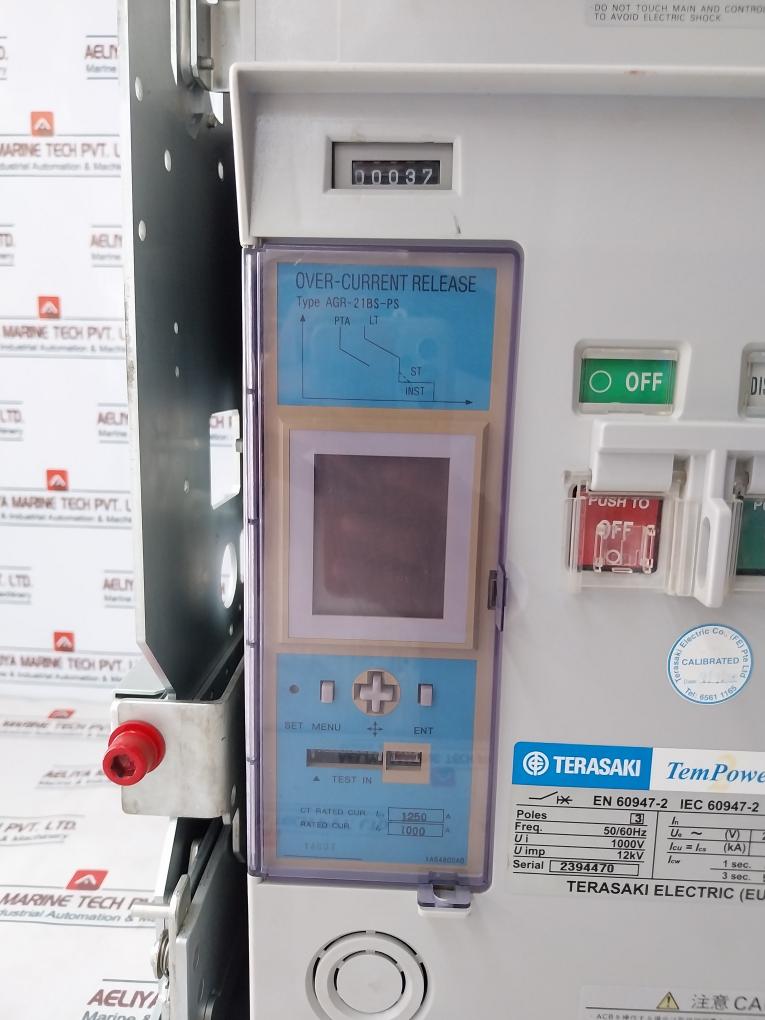 Terasaki Electric Tempower 2 Ar216H-r Air Circuit Breaker 1600A 3 Pole 50/60Hz