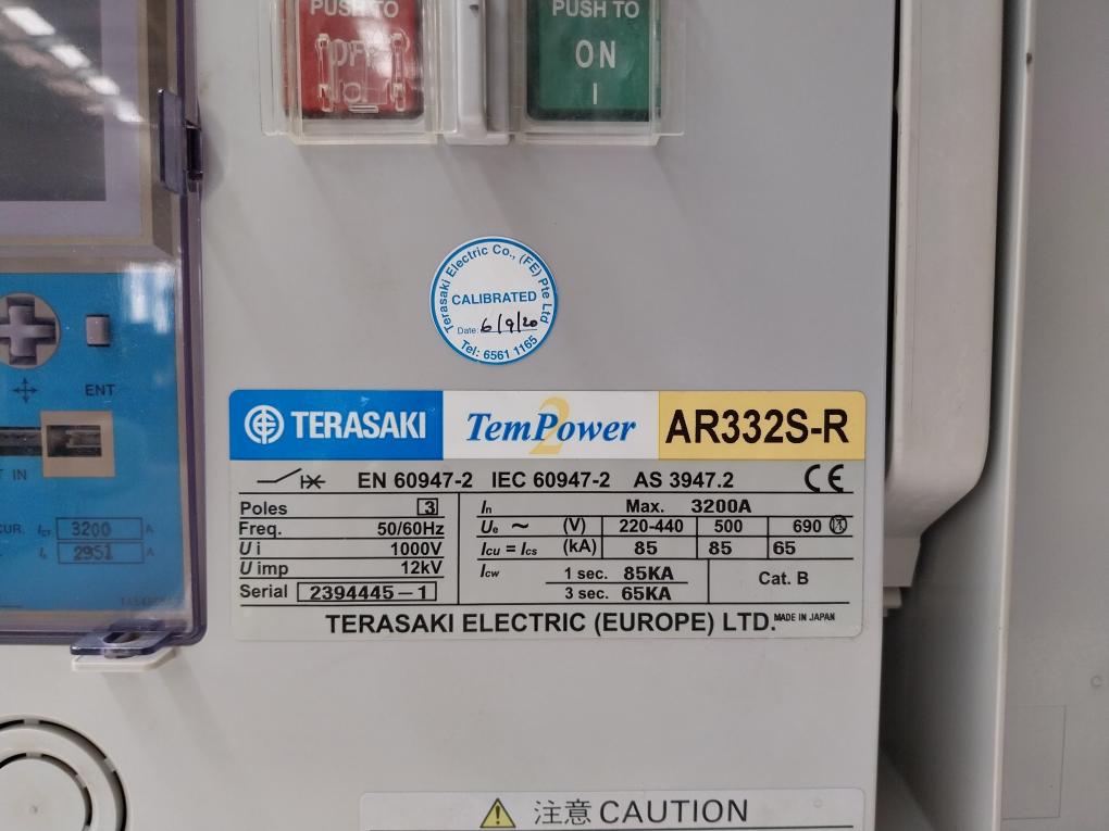 Terasaki Electric Tempower2 Ar332S-r Air Circuit Breaker 1000V 3200Amp 3 Pole
