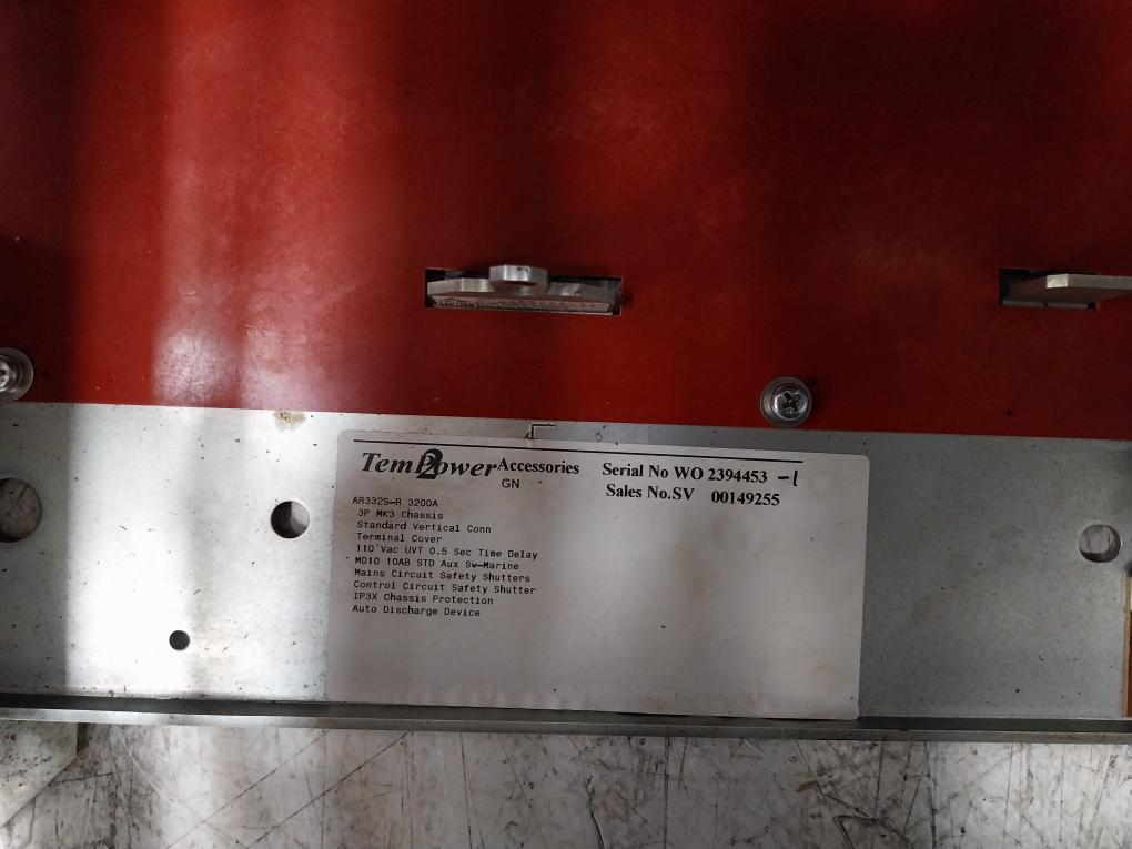 Terasaki Electric Tempower 2 Ar332S-r Air Circuit Breaker 3200A 50/60 Hz 3 Pole
