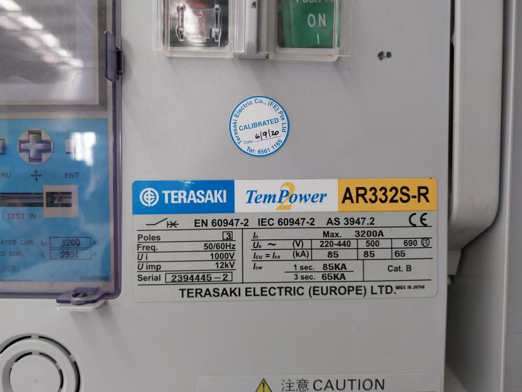 Terasaki Electric Tempower 2 Ar332S-r Air Circuit Breaker 3200A 50/60 Hz 3 Pole
