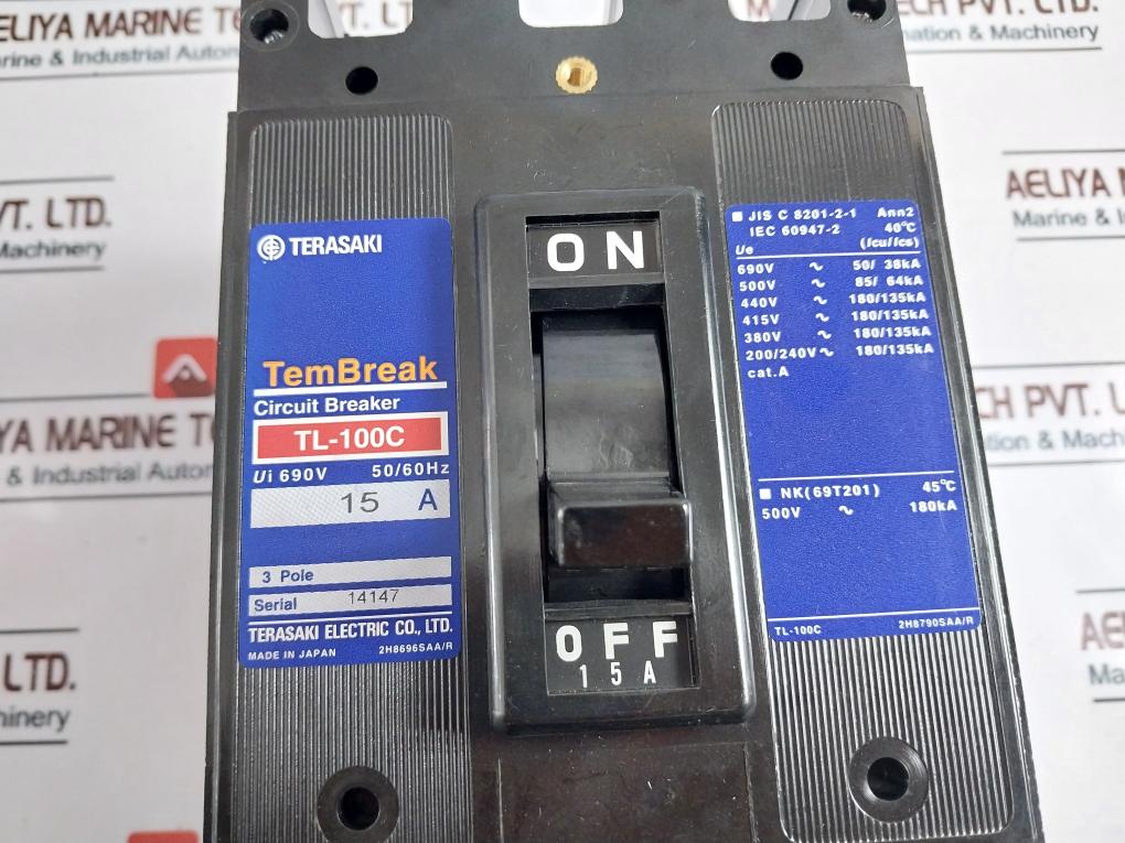 Terasaki Electric Tl-100C No-fuse Circuit Breaker 3 Pole 15A