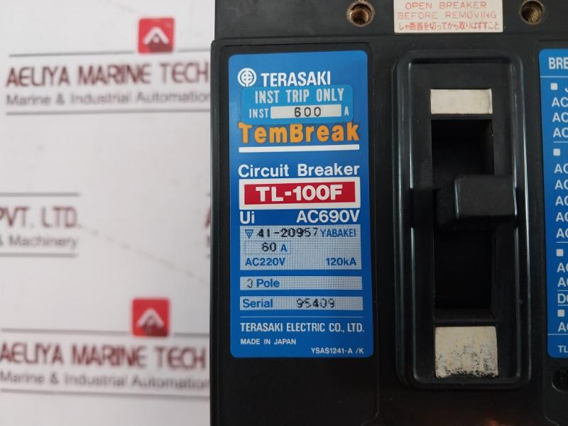 Terasaki Electric Tl-100F 3 Pole Tembreak Circuit Breaker 60A Ac690V