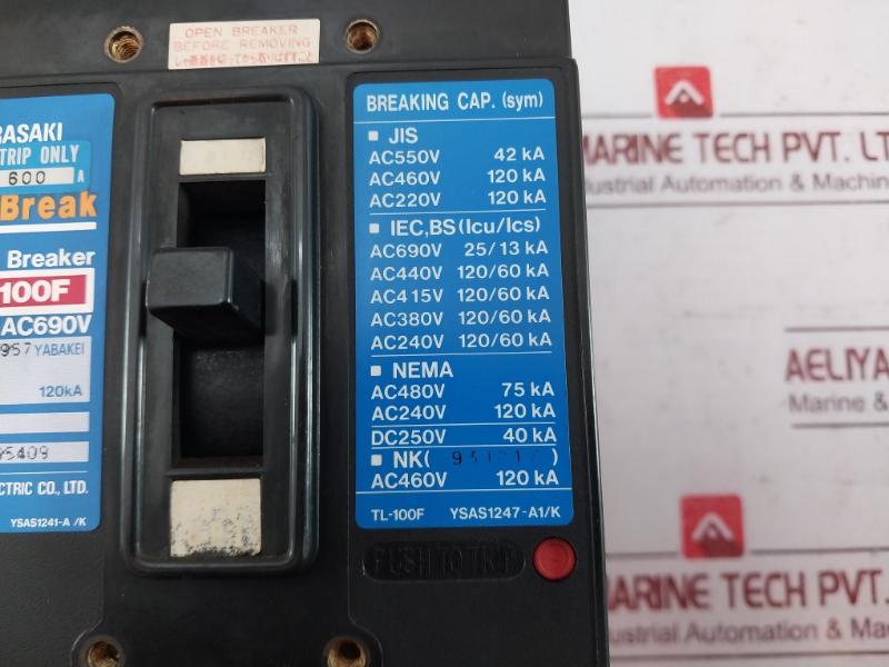 Terasaki Electric Tl-100F 3 Pole Tembreak Circuit Breaker 60A Ac690V