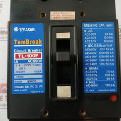 Terasaki Electric Tl-100F Tembreak Circuit Breaker 60A 3Pole 120Ka Ac220V