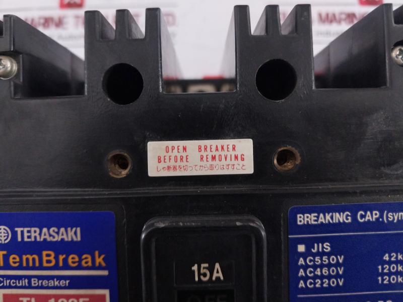 Terasaki Electric Tl-100F Tembreak Circuit Breaker 15A 3 Pole 120Ka Ac460V