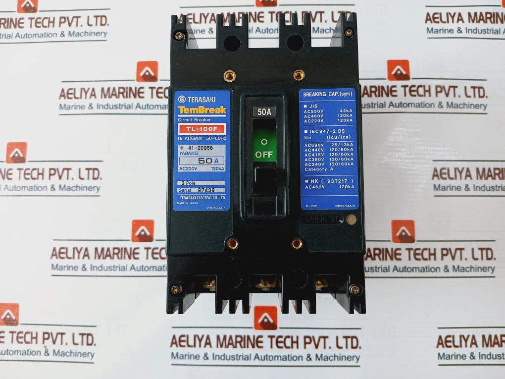 Terasaki Electric Tl-100F Tembreak Circuit Breaker 3 Pole 50A 41-20958