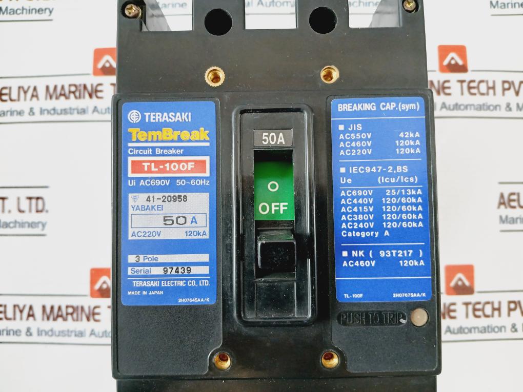 Terasaki Electric Tl-100F Tembreak Circuit Breaker 3 Pole 50A 41-20958