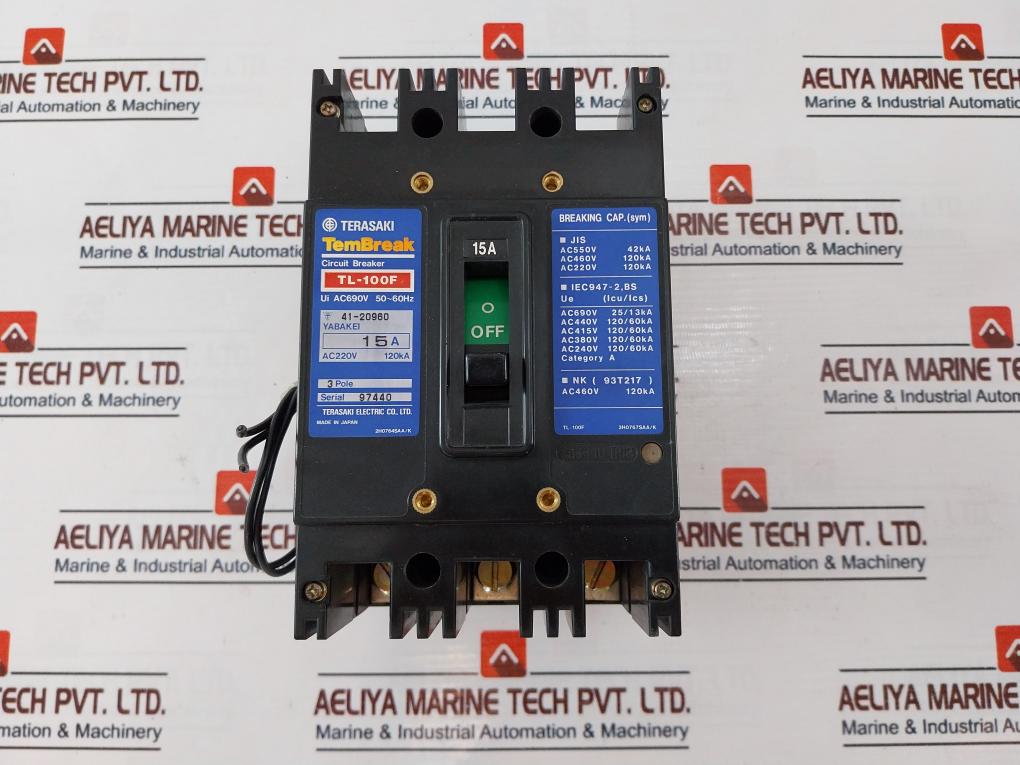 Terasaki Electric Tl-100F Tembreak Circuit Breaker 15A 3 Pole 200-480V