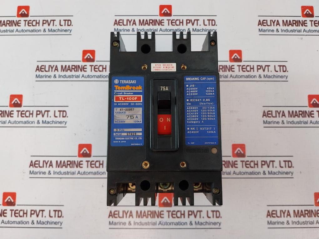 Terasaki Electric Tl-100F 75A Tembreak Circuit Breaker 41-20957 Ac690V 50-60Hz