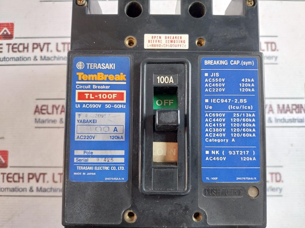 Terasaki Electric Tl-100F Tembreak Circuit Breaker 100A Ac220V 120Ka