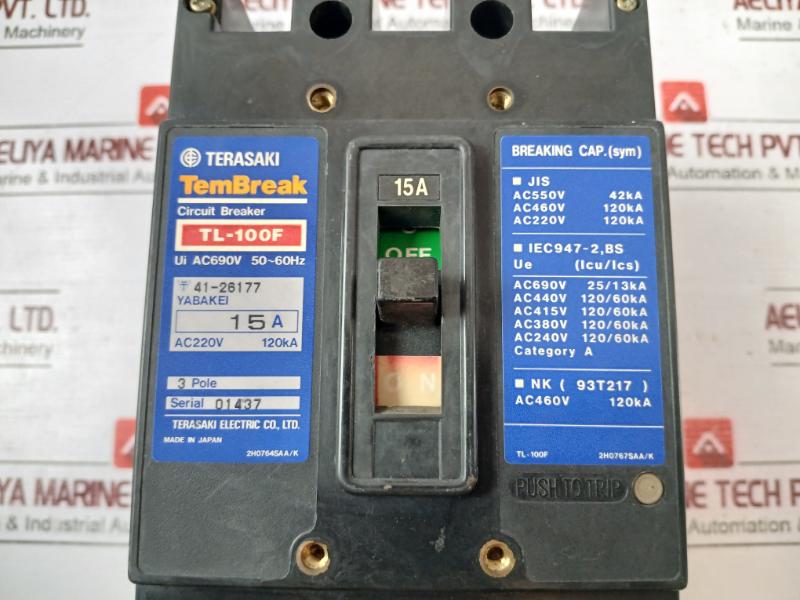 Terasaki Electric Tl-100F Tembreak Current Limiting Circuit Breaker 2H0764Saa/K