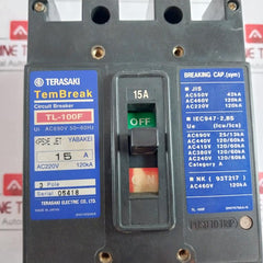 Terasaki Electric Tl-100F Tembreak 3 Pole Circuit Breaker 15A 220Vac 120Ka