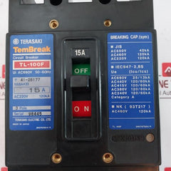 Terasaki Electric Tl-100F Tembreak Circuit Breaker 15A 3 Pole 200-480V 50/60Hz