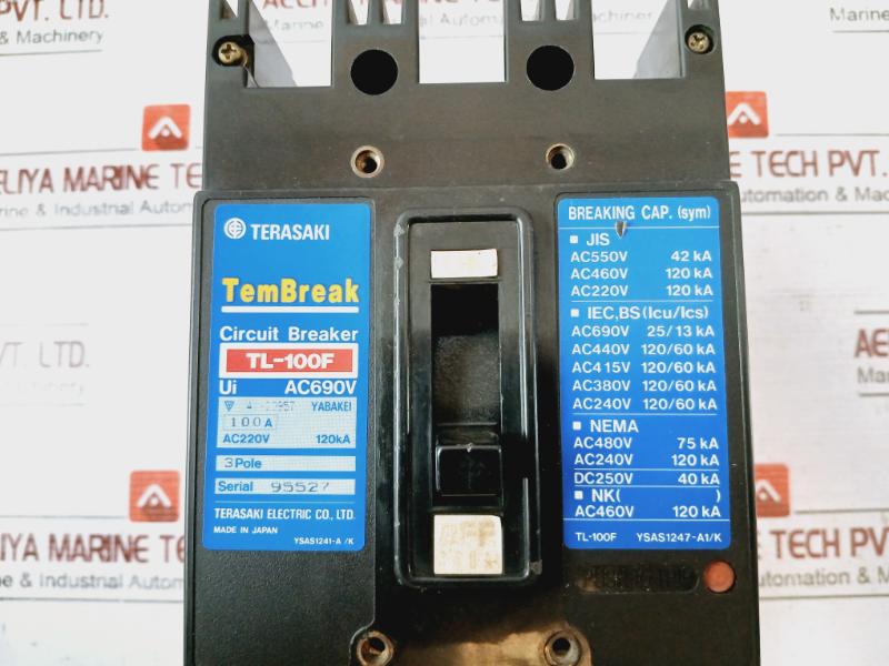 Terasaki Tl-100F Tembreak Molded Case Circuit Breaker 3 Pole Ac690V 100A