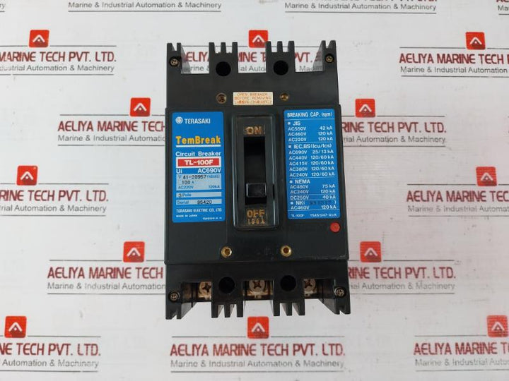 Terasaki Electric Tl-100F Tembreak Circuit Breaker 3 Pole Ac690V 100A 200-480V