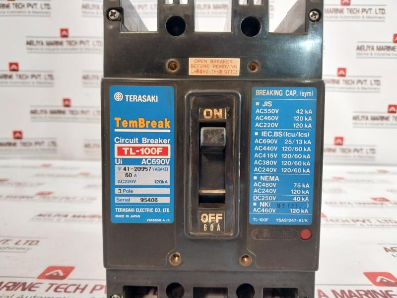 Terasaki Electric Tl-100F Tembreak Circuit Breaker Ac690V 60A Ysas1241-a/K