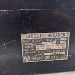 Terasaki Electric Tl-225 Circuit Breaker 225A Ac 600V Dc 250V 175A