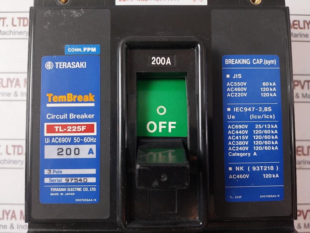 Terasaki Electric Tl-225F Circuit Breaker Ac690V 50~60Hz 200A