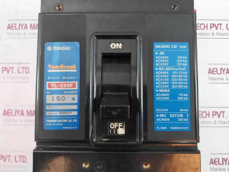 Terasaki Electric TL-225F TemBreak 3 Pole Circuit Breaker 150A AC690V
