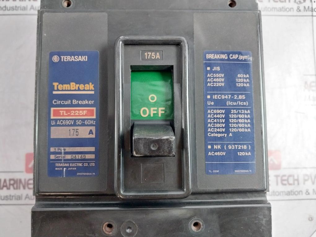Terasaki Electric Tl-225F Tembreak Circuit Breaker 3 Pole Ac690V 50-60Hz 175A