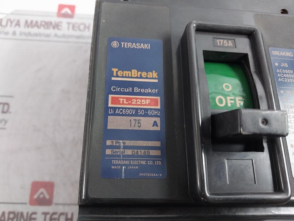 Terasaki Electric Tl-225F Tembreak Circuit Breaker 3 Pole Ac690V 50-60Hz 175A