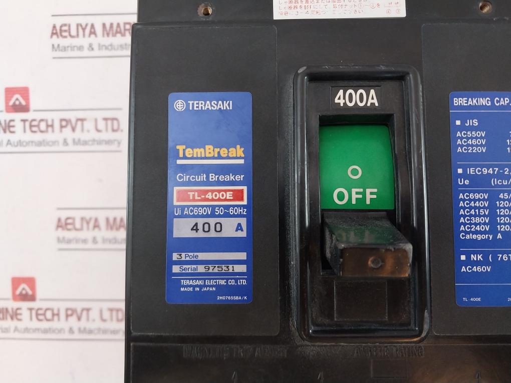 Terasaki Electric Tl-400E 3 Pole Circuit Breaker 400A 50/60Hz